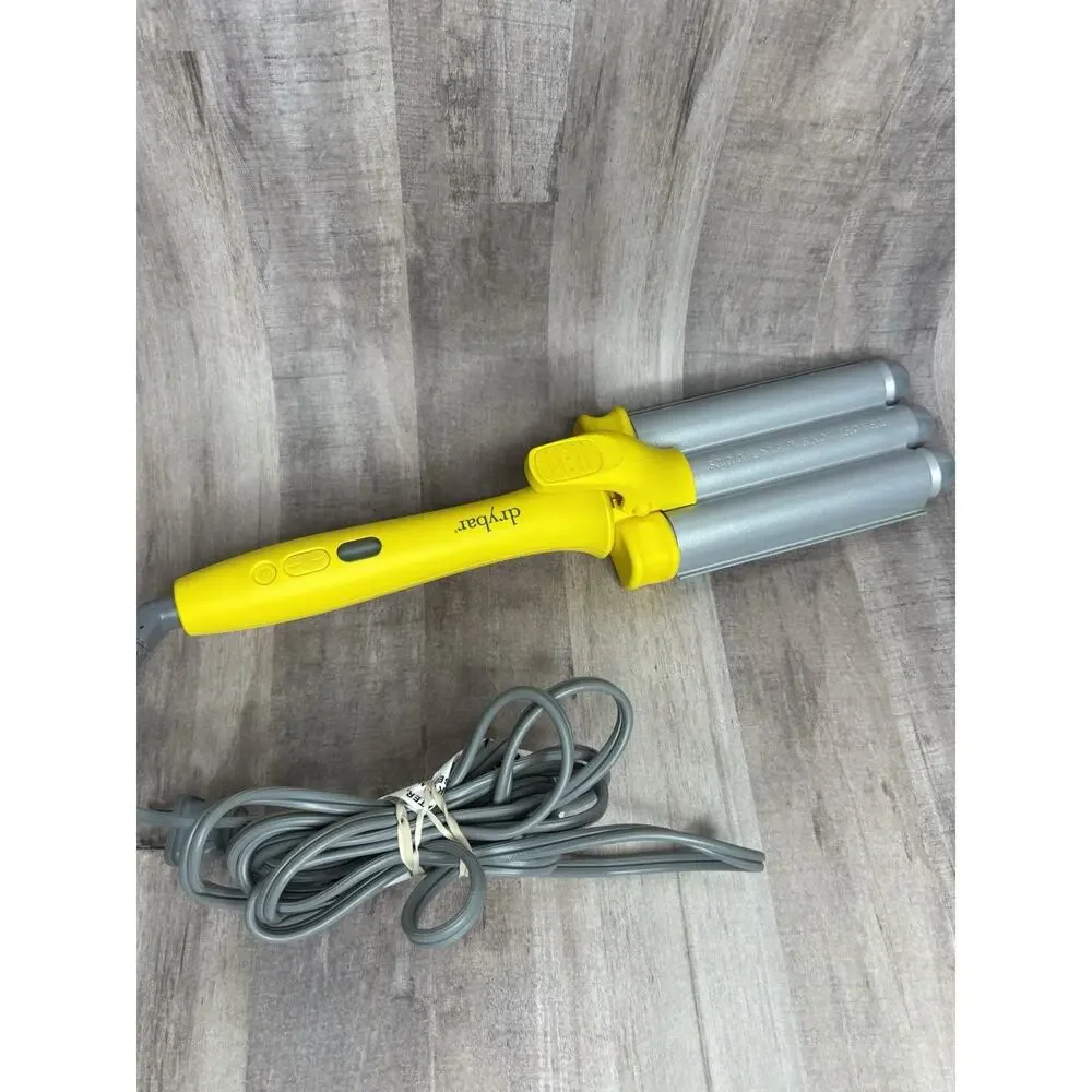 DRYBAR THE BEACH BENDER triple barrel waver yellow hair crimpers curlers